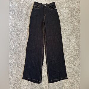 Zara wide leg pants with contrast stitching, XS, like-new condition